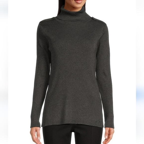 Calvin Klein Jeans Turtleneck Sweater Ribbed Knit Long Sleeve Olive - Picture 1 of 8